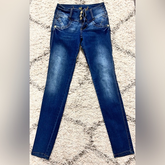 Butt Lifting Dark Blue Women’s Colombian Jeans - Picture 2 of 4